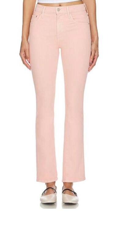 MOTHER Denim - MOTHER Superior The Insider Hover Ankle Flare Jeans in Peach Parfait